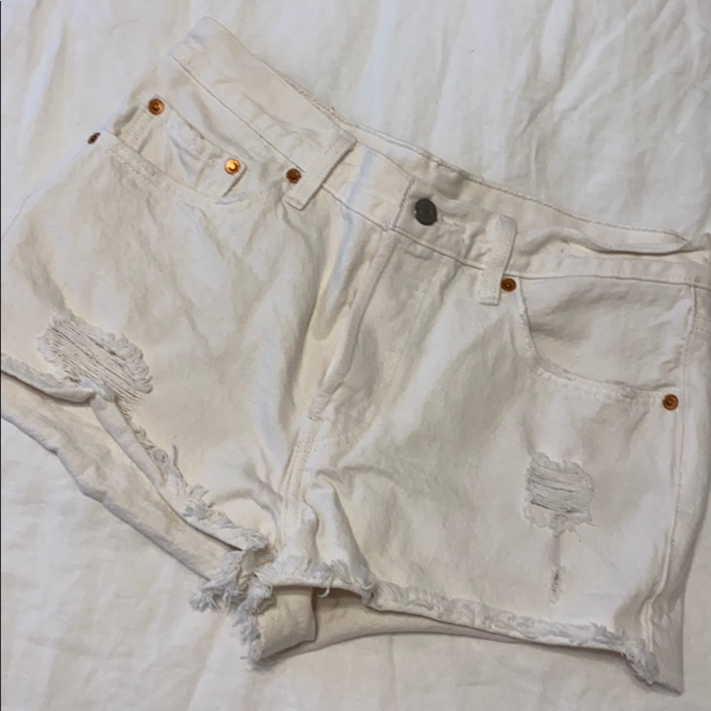White Levi Shorts